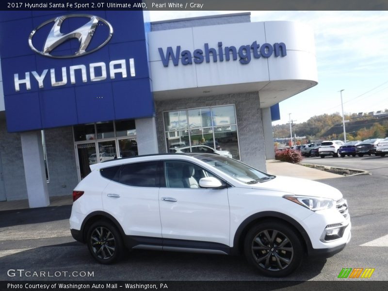 Pearl White / Gray 2017 Hyundai Santa Fe Sport 2.0T Ulitimate AWD