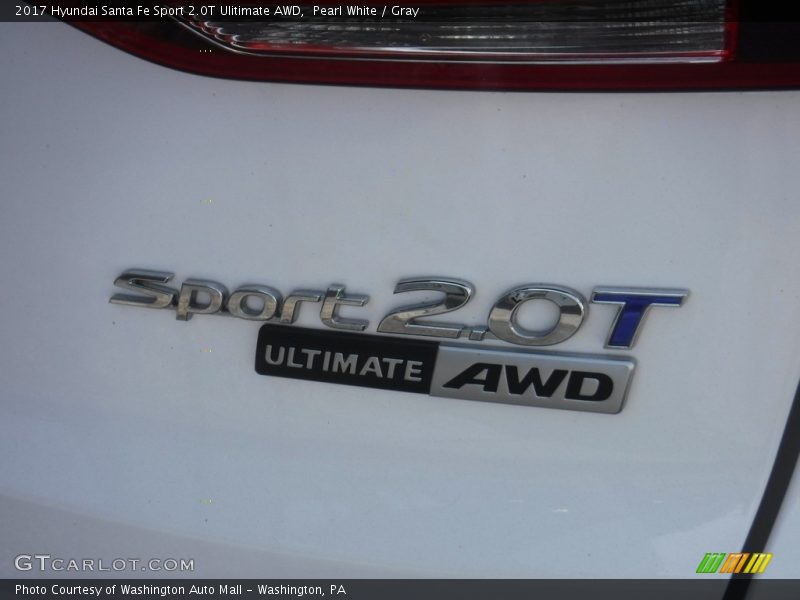 Pearl White / Gray 2017 Hyundai Santa Fe Sport 2.0T Ulitimate AWD