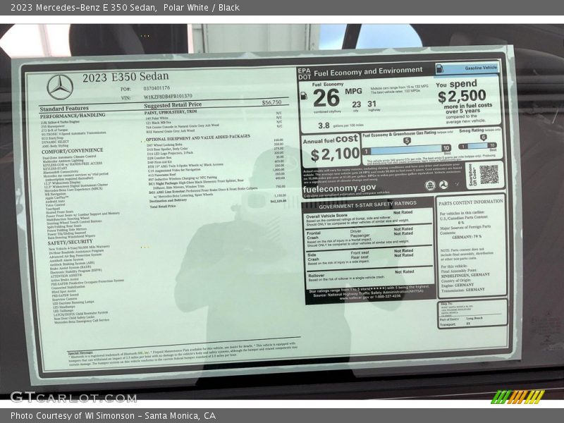  2023 E 350 Sedan Window Sticker