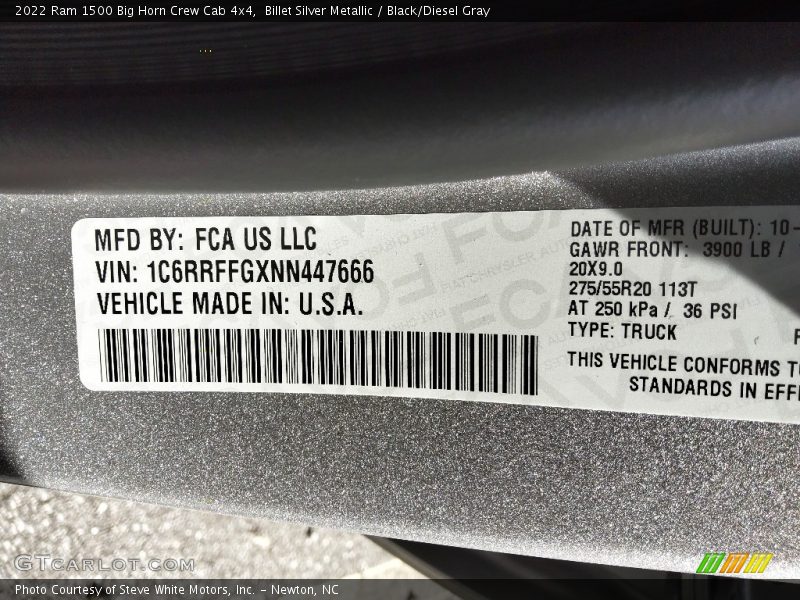 Billet Silver Metallic / Black/Diesel Gray 2022 Ram 1500 Big Horn Crew Cab 4x4