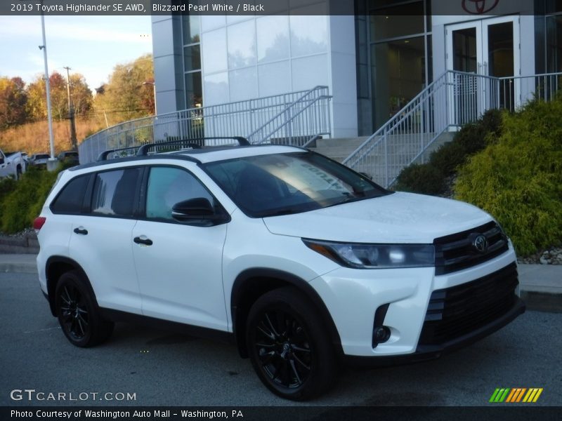 Blizzard Pearl White / Black 2019 Toyota Highlander SE AWD