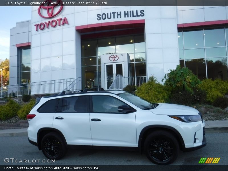 Blizzard Pearl White / Black 2019 Toyota Highlander SE AWD
