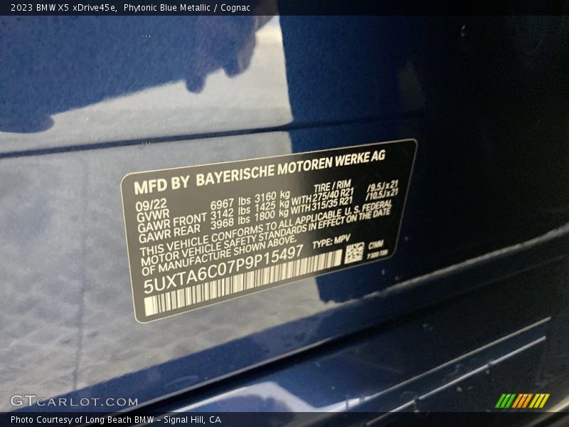 2023 X5 xDrive45e Phytonic Blue Metallic Color Code C1M