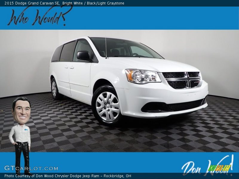 Bright White / Black/Light Graystone 2015 Dodge Grand Caravan SE