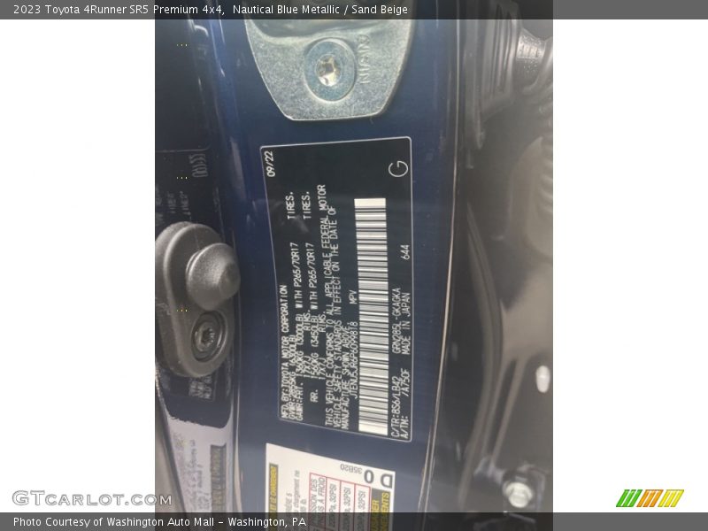 2023 4Runner SR5 Premium 4x4 Nautical Blue Metallic Color Code 8S6