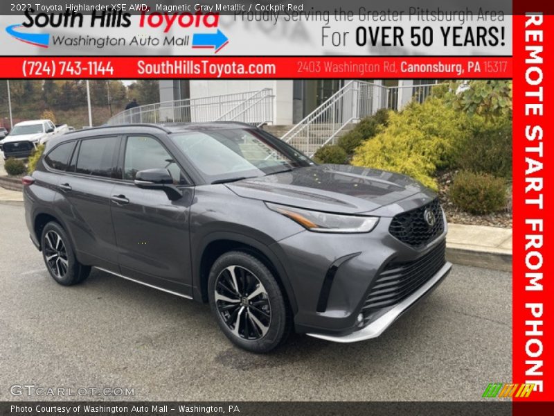 Magnetic Gray Metallic / Cockpit Red 2022 Toyota Highlander XSE AWD