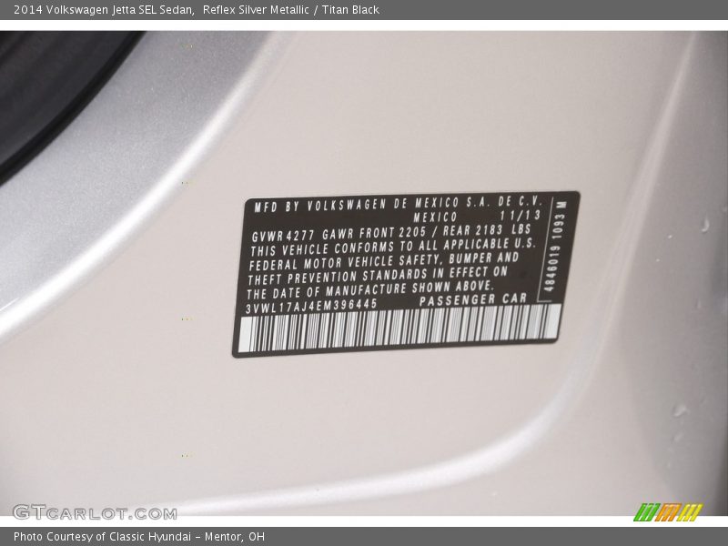 Reflex Silver Metallic / Titan Black 2014 Volkswagen Jetta SEL Sedan