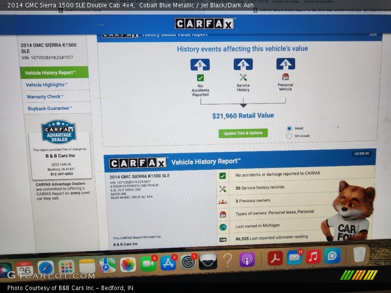 Cobalt Blue Metallic / Jet Black/Dark Ash 2014 GMC Sierra 1500 SLE Double Cab 4x4