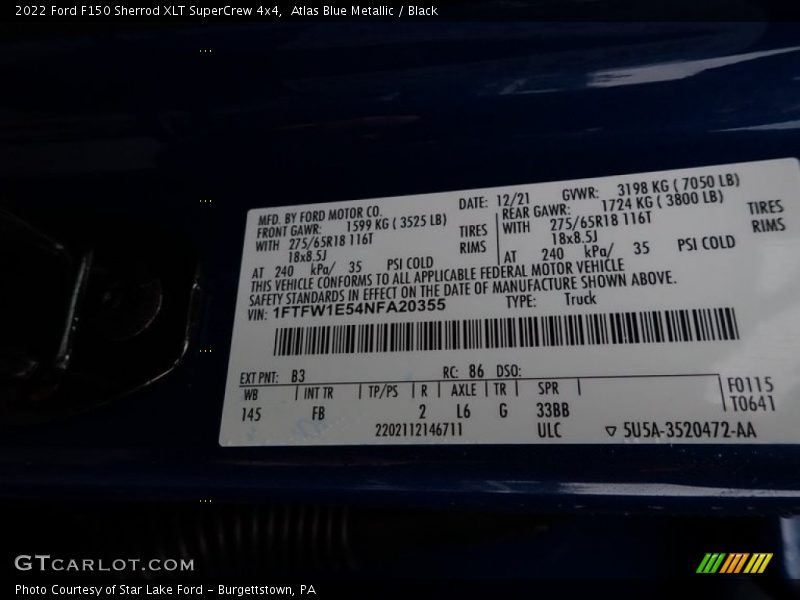 Atlas Blue Metallic / Black 2022 Ford F150 Sherrod XLT SuperCrew 4x4