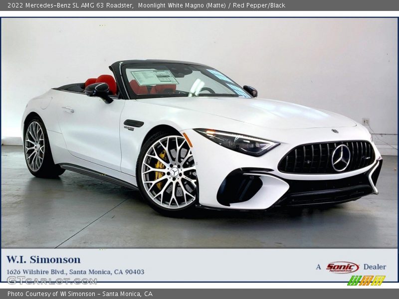 Moonlight White Magno (Matte) / Red Pepper/Black 2022 Mercedes-Benz SL AMG 63 Roadster