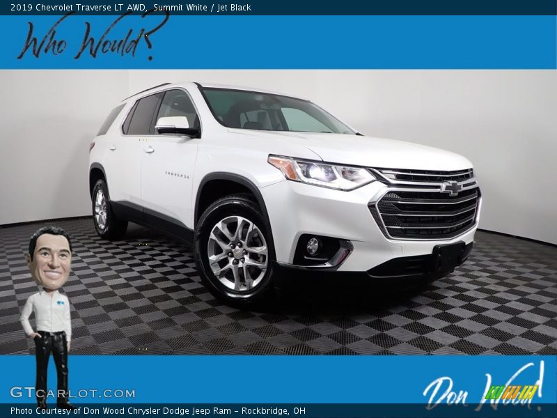 Summit White / Jet Black 2019 Chevrolet Traverse LT AWD