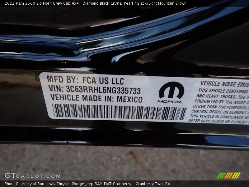 Diamond Black Crystal Pearl / Black/Light Mountain Brown 2022 Ram 3500 Big Horn Crew Cab 4x4