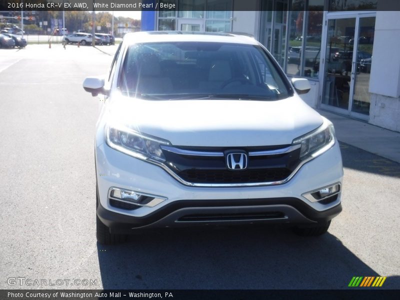 White Diamond Pearl / Beige 2016 Honda CR-V EX AWD