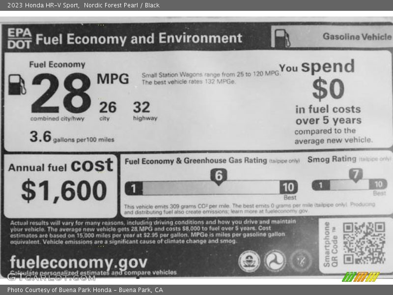 Nordic Forest Pearl / Black 2023 Honda HR-V Sport