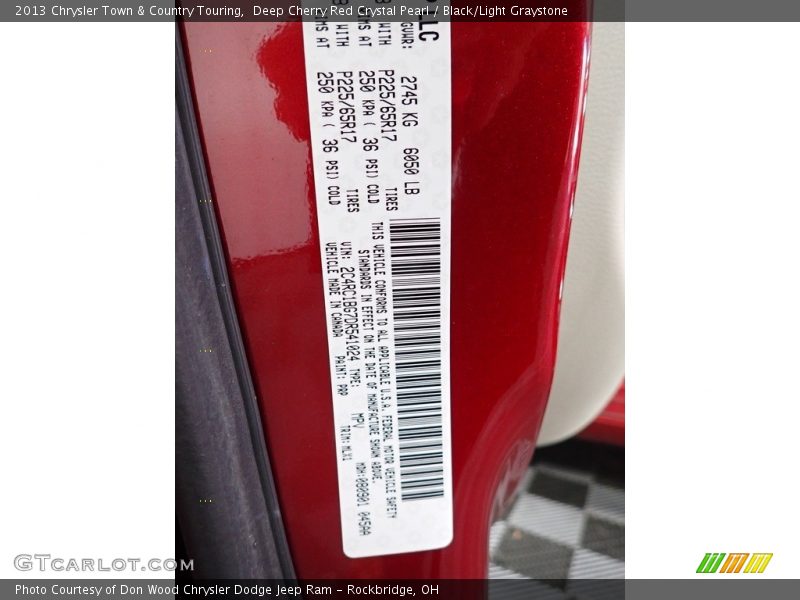 Deep Cherry Red Crystal Pearl / Black/Light Graystone 2013 Chrysler Town & Country Touring