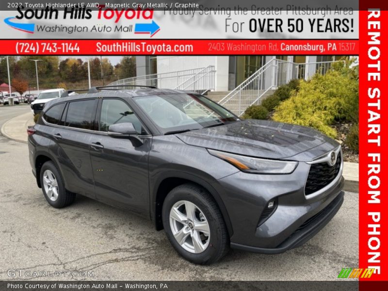 Magnetic Gray Metallic / Graphite 2022 Toyota Highlander LE AWD