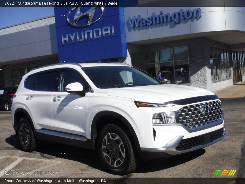 Quartz White / Beige 2022 Hyundai Santa Fe Hybrid Blue AWD