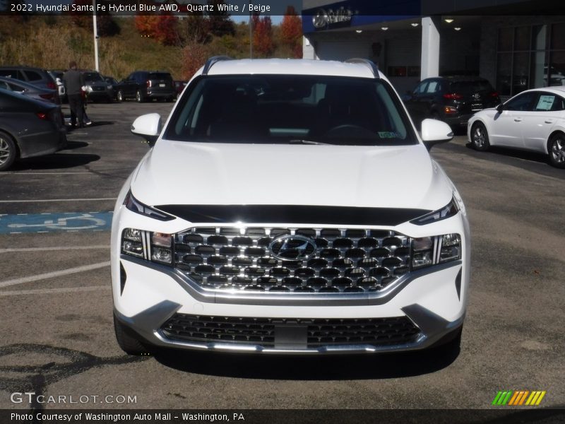 Quartz White / Beige 2022 Hyundai Santa Fe Hybrid Blue AWD