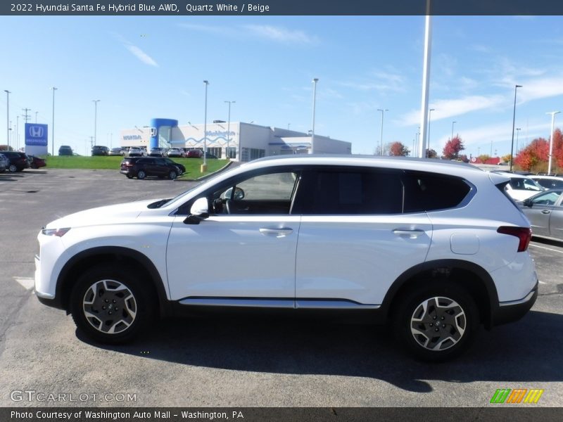 Quartz White / Beige 2022 Hyundai Santa Fe Hybrid Blue AWD