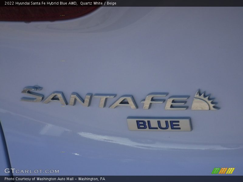 Quartz White / Beige 2022 Hyundai Santa Fe Hybrid Blue AWD