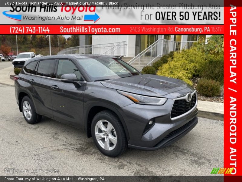 Magnetic Gray Metallic / Black 2022 Toyota Highlander LE AWD