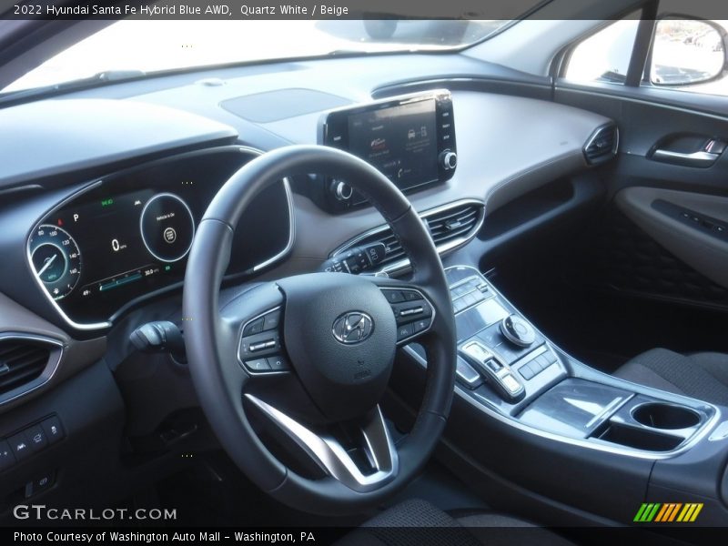 Quartz White / Beige 2022 Hyundai Santa Fe Hybrid Blue AWD