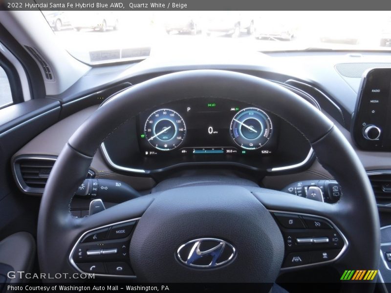 Quartz White / Beige 2022 Hyundai Santa Fe Hybrid Blue AWD