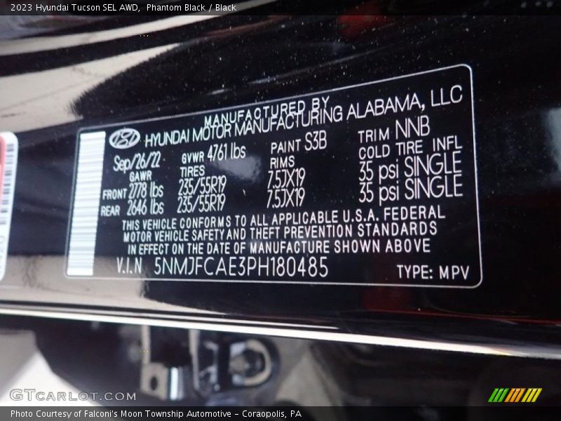 2023 Tucson SEL AWD Phantom Black Color Code S3B