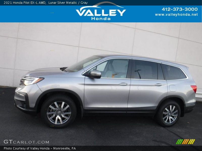 Lunar Silver Metallic / Gray 2021 Honda Pilot EX-L AWD