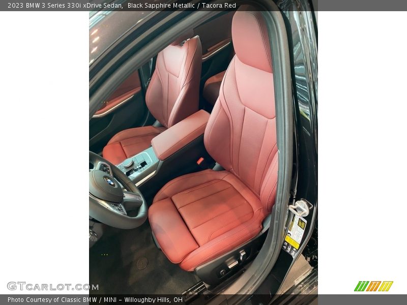 Black Sapphire Metallic / Tacora Red 2023 BMW 3 Series 330i xDrive Sedan