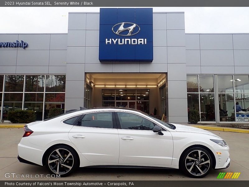 Serenity White / Black 2023 Hyundai Sonata SEL