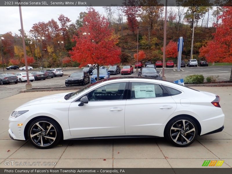 Serenity White / Black 2023 Hyundai Sonata SEL