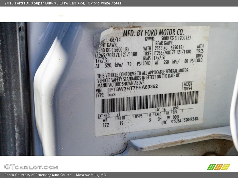Oxford White / Steel 2015 Ford F350 Super Duty XL Crew Cab 4x4