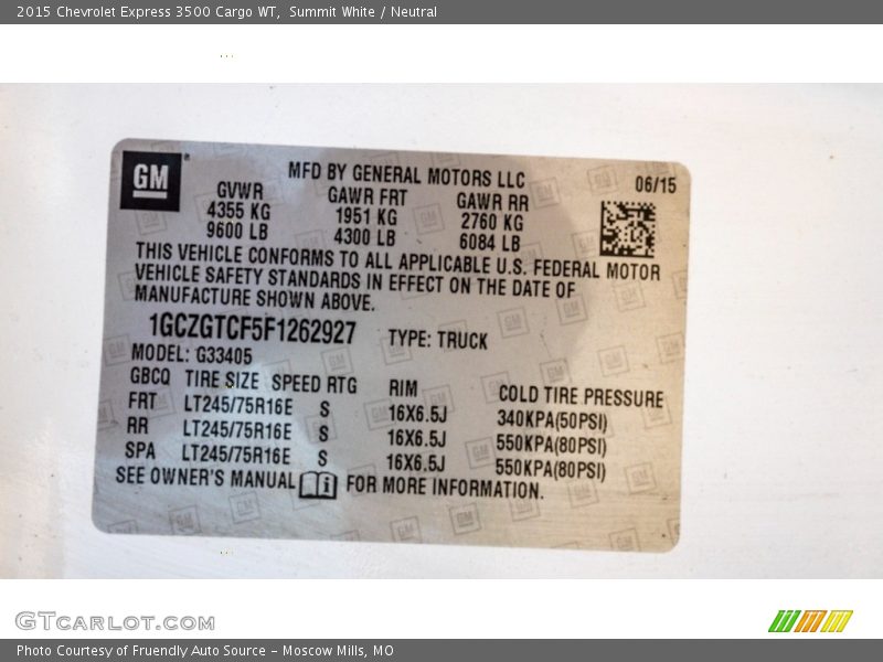 Summit White / Neutral 2015 Chevrolet Express 3500 Cargo WT