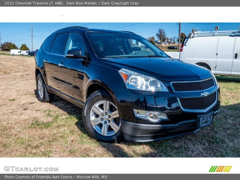 Dark Blue Metallic / Dark Gray/Light Gray 2012 Chevrolet Traverse LT AWD