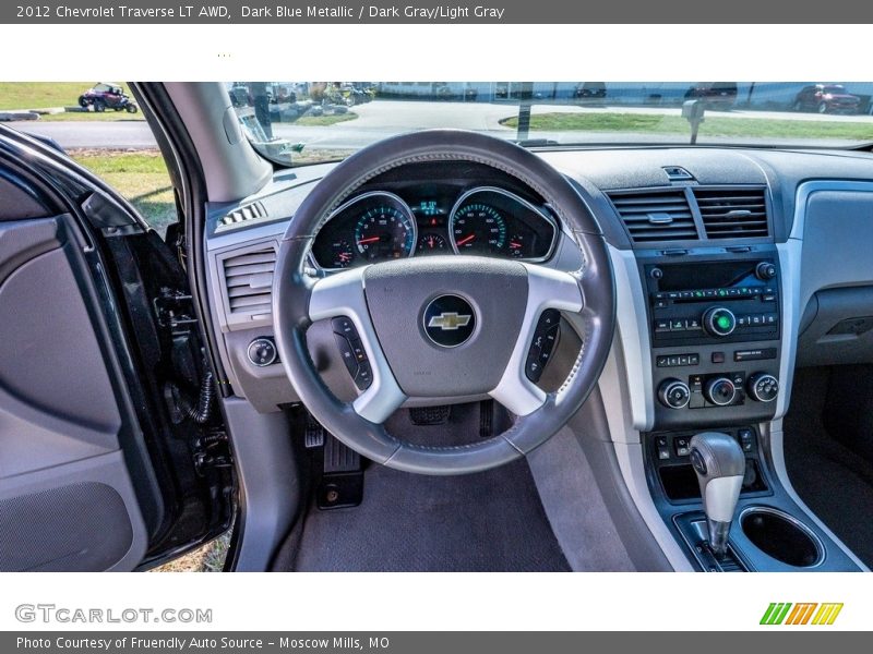 Dark Blue Metallic / Dark Gray/Light Gray 2012 Chevrolet Traverse LT AWD