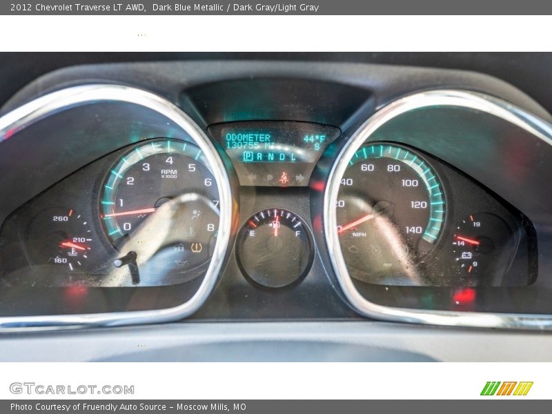 Dark Blue Metallic / Dark Gray/Light Gray 2012 Chevrolet Traverse LT AWD