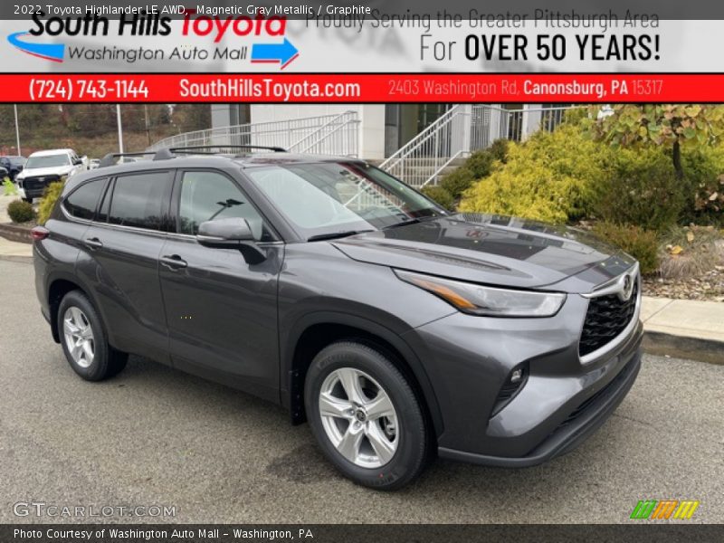 Magnetic Gray Metallic / Graphite 2022 Toyota Highlander LE AWD