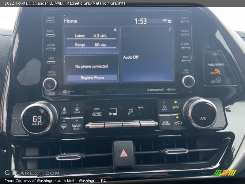 Magnetic Gray Metallic / Graphite 2022 Toyota Highlander LE AWD