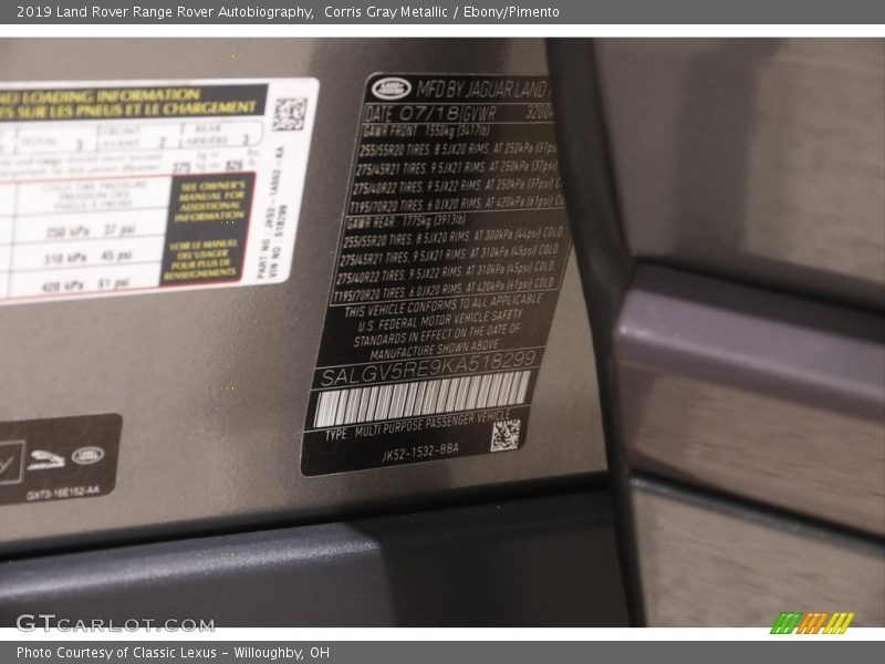 Corris Gray Metallic / Ebony/Pimento 2019 Land Rover Range Rover Autobiography