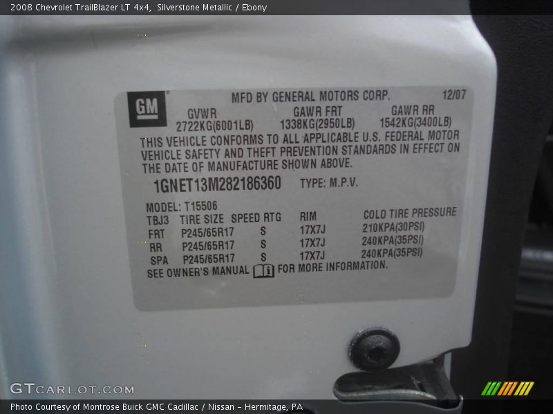 Silverstone Metallic / Ebony 2008 Chevrolet TrailBlazer LT 4x4