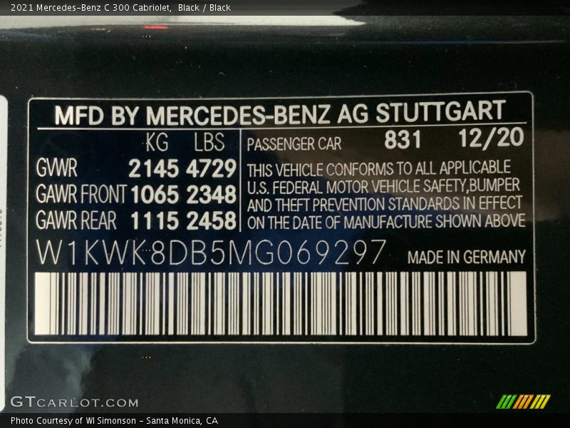 Black / Black 2021 Mercedes-Benz C 300 Cabriolet