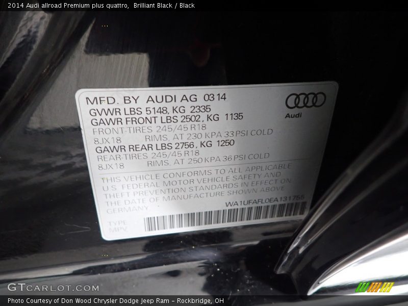 Brilliant Black / Black 2014 Audi allroad Premium plus quattro