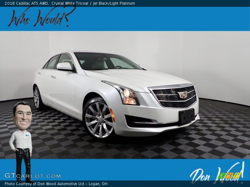 Crystal White Tricoat / Jet Black/Light Platinum 2018 Cadillac ATS AWD