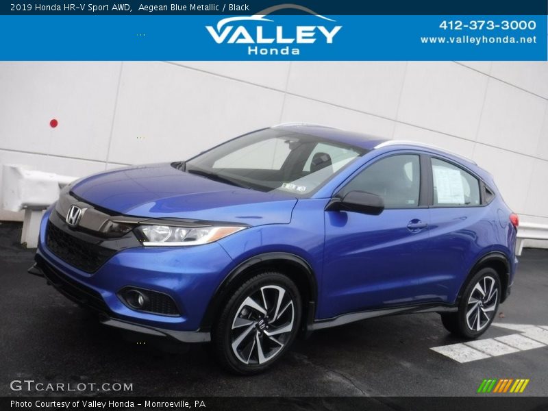 Aegean Blue Metallic / Black 2019 Honda HR-V Sport AWD