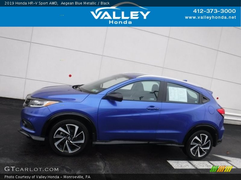 Aegean Blue Metallic / Black 2019 Honda HR-V Sport AWD