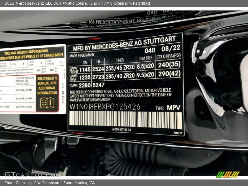 2023 GLC 300 4Matic Coupe Black Color Code 040