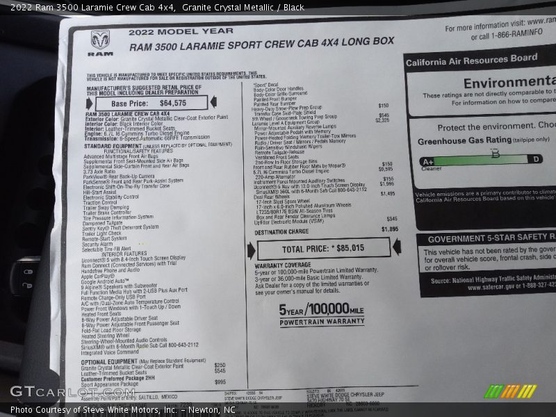 Granite Crystal Metallic / Black 2022 Ram 3500 Laramie Crew Cab 4x4