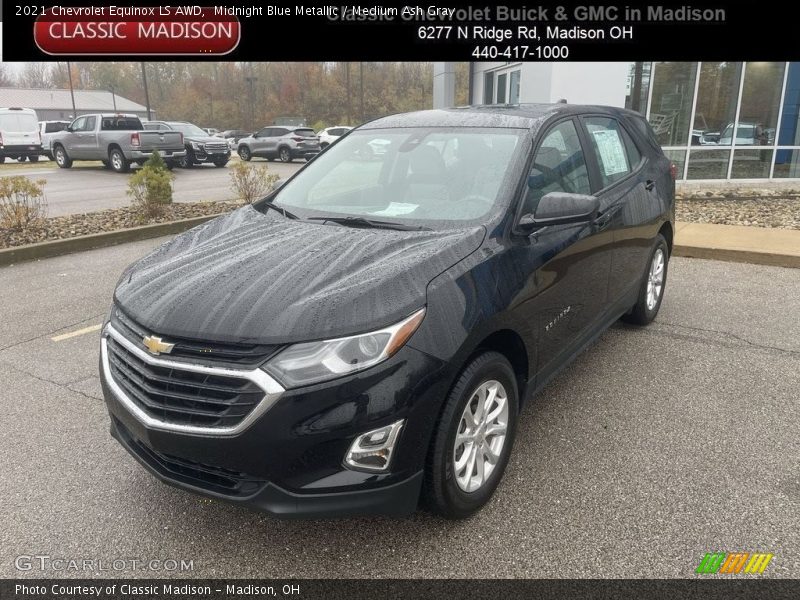 Midnight Blue Metallic / Medium Ash Gray 2021 Chevrolet Equinox LS AWD