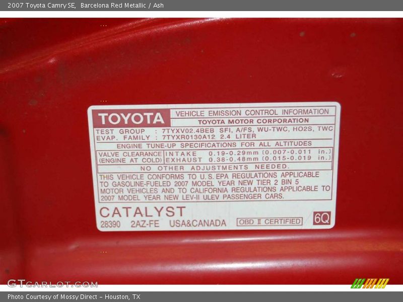 Barcelona Red Metallic / Ash 2007 Toyota Camry SE